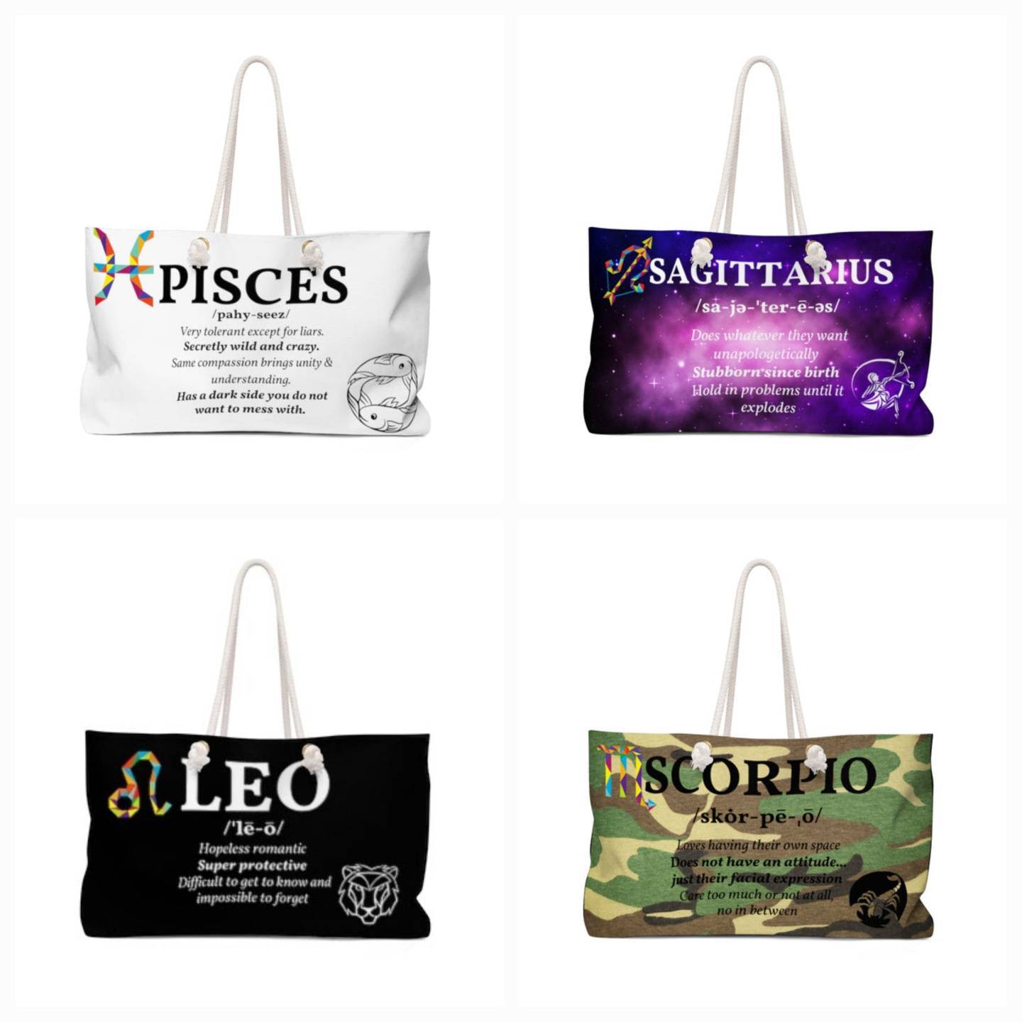 Zodiac Horoscope Cosmic Tote Beach Bag