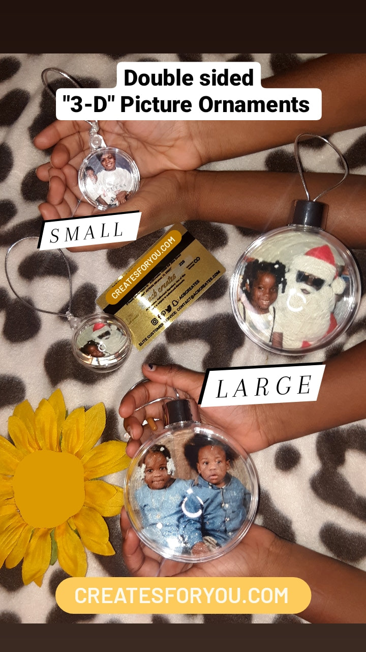 3-D Double-Sided Picture Ornament Bulbs-Personalization, String, and Holiday Decor included!